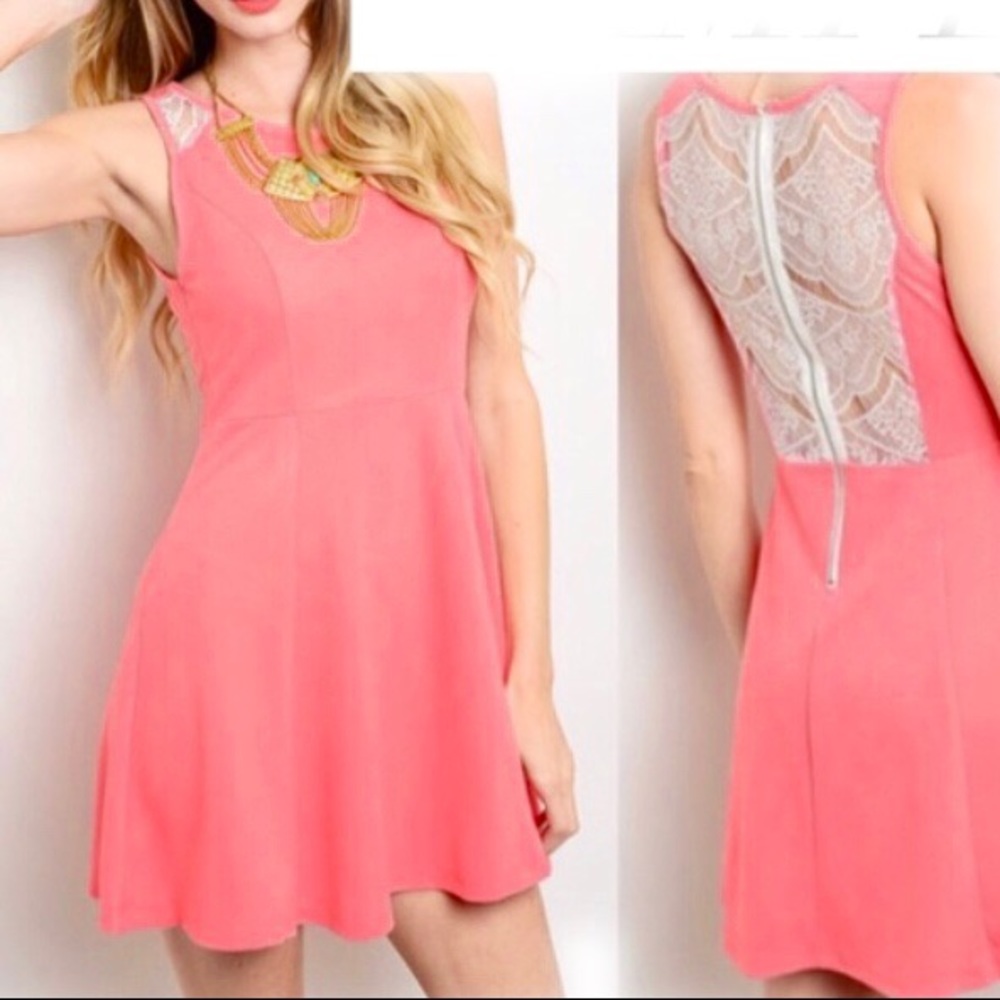 Coral Sundress with Lace Back